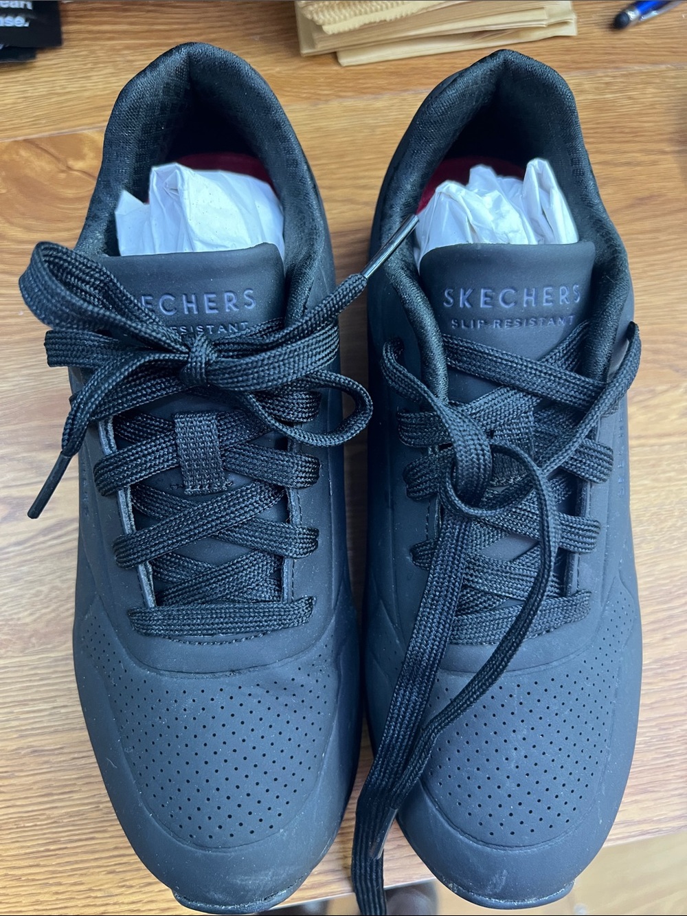 Skechers Men’s Black Low-Top Slip-Resistant Sneakers
